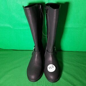 DKNY Logo Black Riding Boots Vegan Leather Size 1 Paddock Jodhpur Field